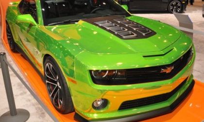 GM rolls out a life sized Camaro Hot Wheels model at the 2011 SEMA